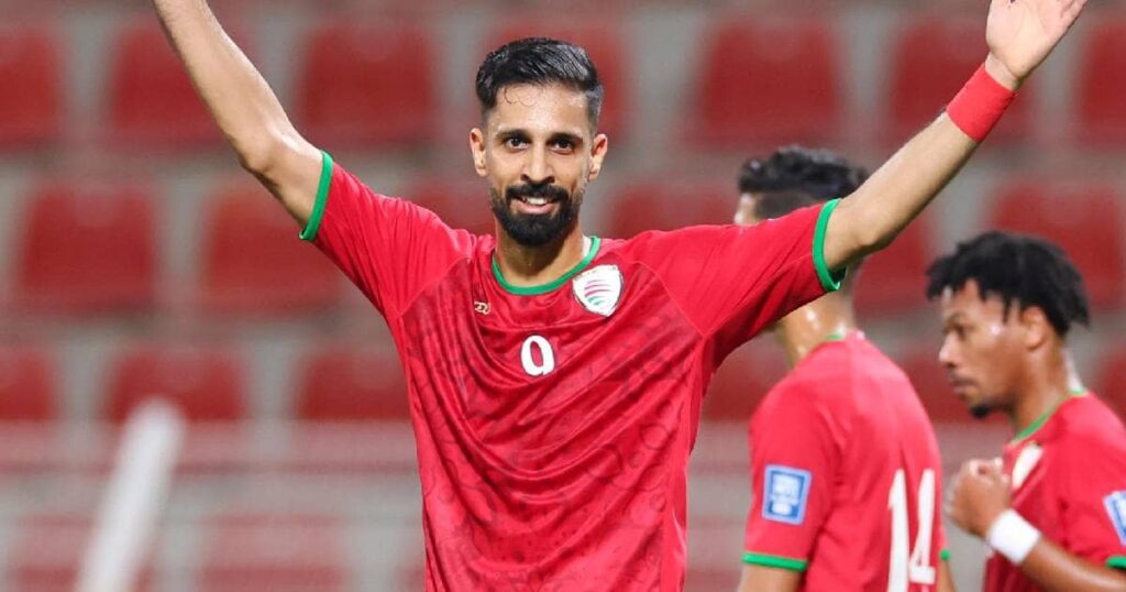 احتفال عمر المالكي يتسجيله هدف في مرمى الصين تايبيه بالتصفيات الآسيوية
