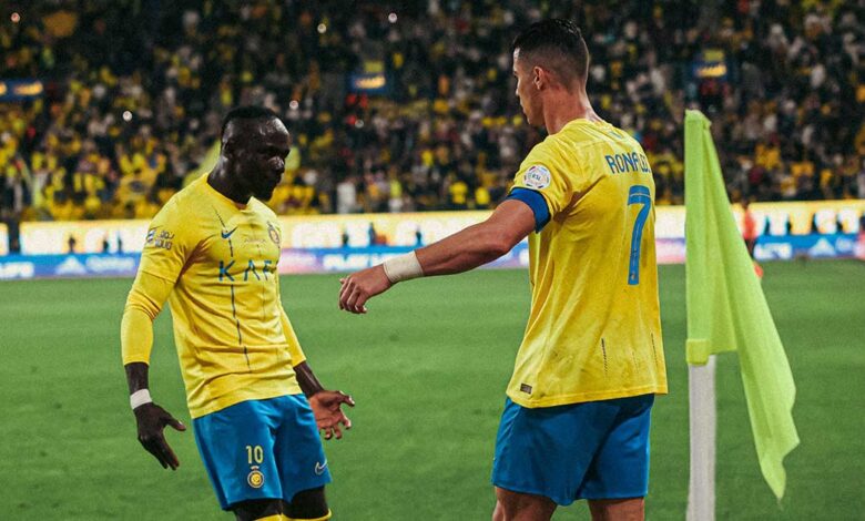 رونالدو وماني من مباراة النصر والاتفاق في الدوري السعودي