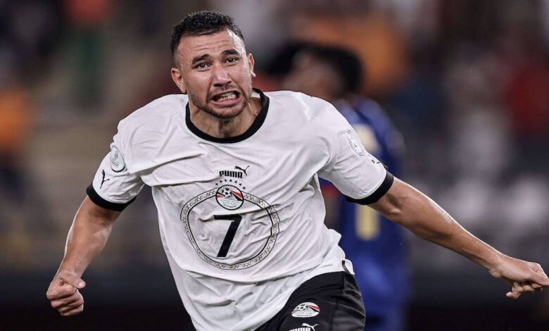 فرحة تريزيغيه بهدف تعادل مصر أمام الرأس الأخضر 1-1 في أمم إفريقيا 2023