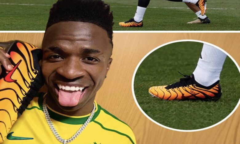 فينيسيوس جونيور يظهر بحذاء نايكي الجديد "Air Max plus" في تدريبات ريال مدريد
