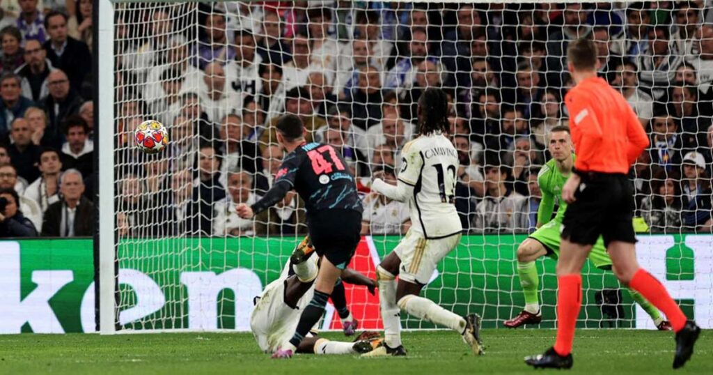 لحظة تسجيل فيل فودين هدف التعادل للسيتي أمام ريال مدريد يوم 9-4-2024